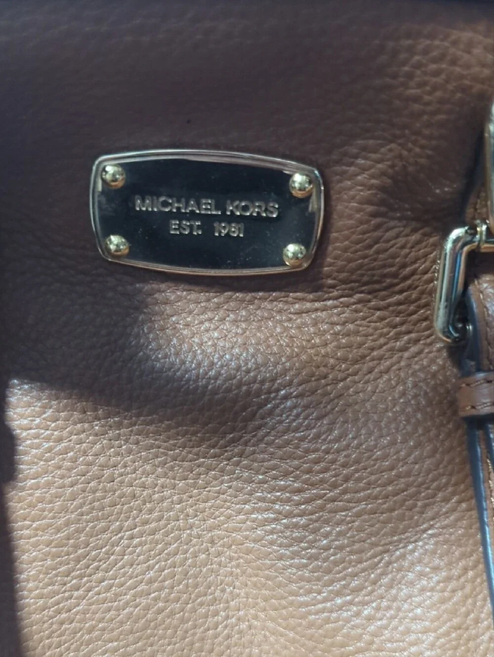 Michael Kors Cognac Pebbled Leather Satchel - Picture 2 of 10